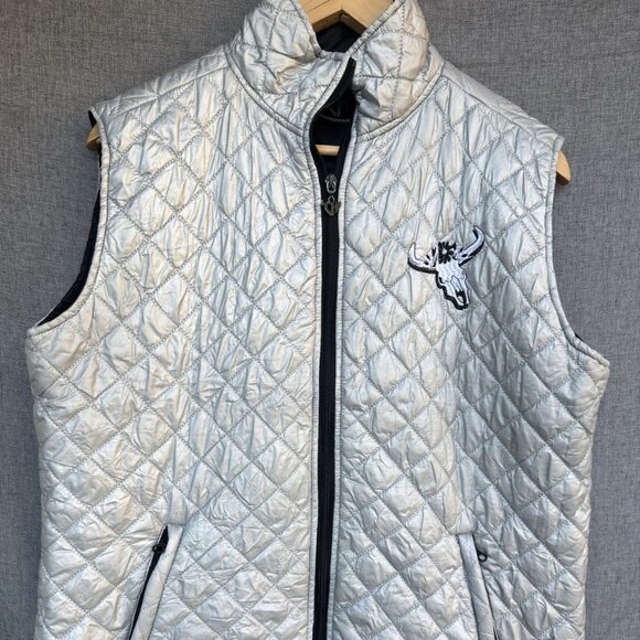 Cowgirl Hardware Jackets & Blazers - COWGIRL HARDWARE~Silver Quilted Western Cactus Vest~XL
